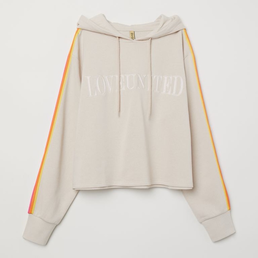 H&M PRIDE Love United Cropped Hoodie Sweatshirt